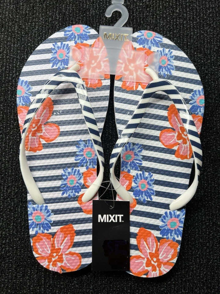 Sandalias de verano Mix It para mujer nuevas chanclas a rayas colores florales talla 7-8 Foto 2 de 4