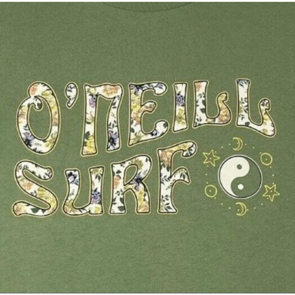 Camiseta de surf O’Neill para niñas M 8-10 verde manga larga floral gráfico Yin Yang nueva con etiquetas Foto 3 de 4