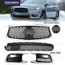 4PCS For 2016-2020 Infiniti QX60 Front Bumper Cover Grille Fog Light Bezel Cover