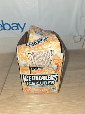ICE BREAKERS ICE CUBES Orange Cream Pop Sugar Free Gum 3.24oz Each (Pack of 6).