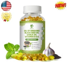 Oregano Oil Capsules with Black Seed Oil, Garlic Oil High Concentrated Carvacrol
