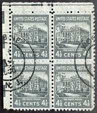 US 1938 Scott #809 Used Block of 4 Stamps Woodbine NJ Cancel The White House