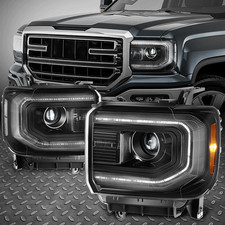 Led Drl For 16-19 Gmc Sierra 1500limited Hid Projector Headlights Blackclear