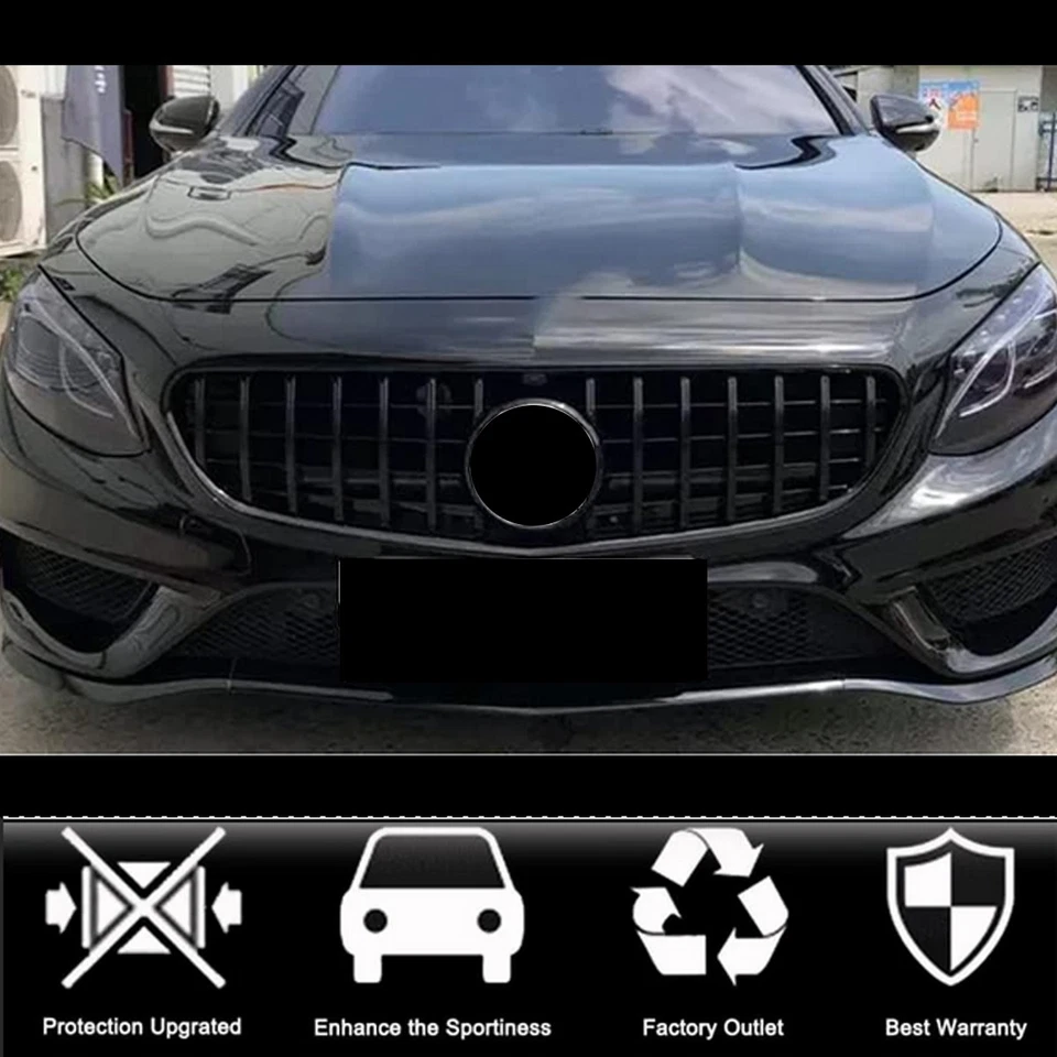 For 2015-2017 Mercedes Benz W217 S500 S550 GT Front Bumper Grille Glossy Black Foto 4 de 4