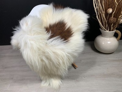 Unique White Brown Sheepskin Rug Large Pelt Genuine Real Seat Cover Hide