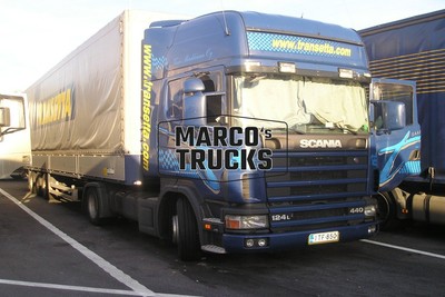 LKW Foto Scania 124L 440 Planensattelzug Finnland blau Pirkkala, Finland #d2ol