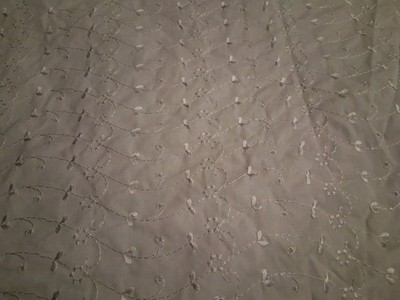 White Embroidered Floral  Eyelet Cotton Fabric 36'' X 64''