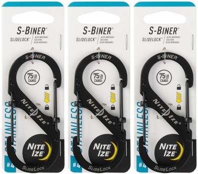 Nite Ize S-Biner SlideLock Stainless Steel Carabiner #4 - Black (3-Pack)