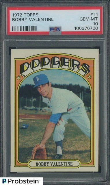 1972 Topps #11 Bobby Valentine Los Angeles Dodgers PSA 10 GEM MINT