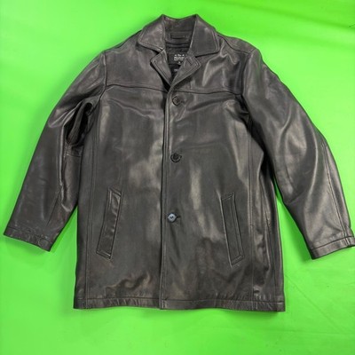 VTG Y2K Wilsons Leather Car Coat Mens M Black 3M Thinsulate Pelle Studio Jacket