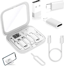 USB-C Travel Adapter Kit for iPhone/Pixel/Galaxy – 6-in-1 Portable USB-A to C,