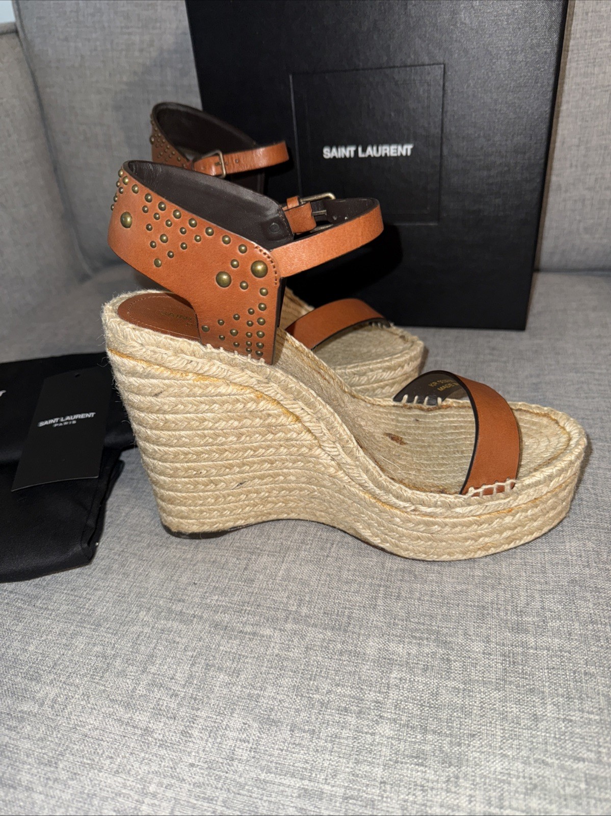 ESPADRILLAS SAINT LAURENT PARIS ZEPPA BORCHIATA DESIGN PELLE NUOVA CON ETICHETTE TAGLIA 39