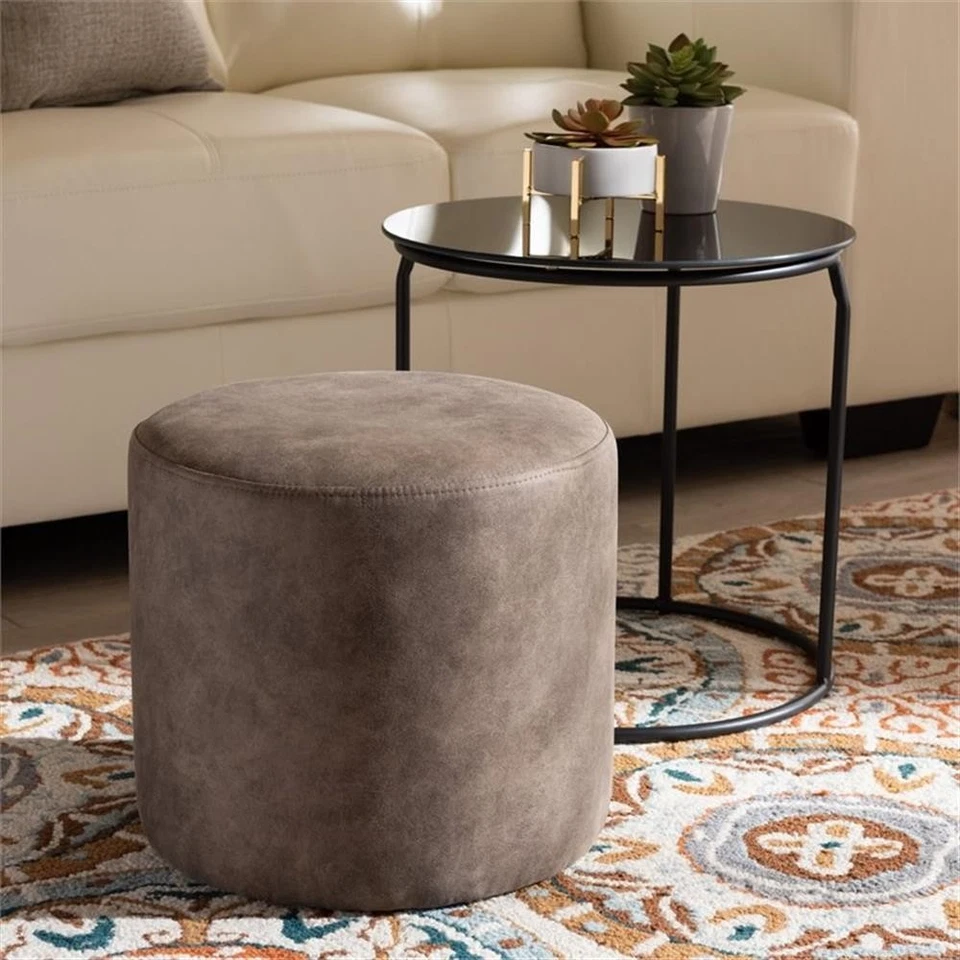 Baxton Studio Kira Black with Grey and Brown 2-Piece Table and Ottoman Set - Image 4 of 4