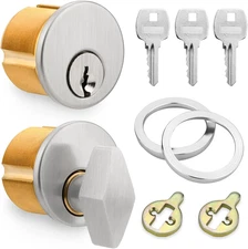 Commercial Storefront Door Lock Cylinder with Thumbturn – Brass Mortise Replacem