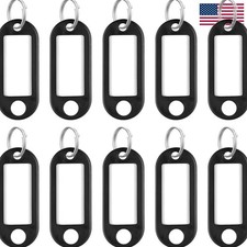 Lightweight 10 Count Black Key Tags with Transparent Windows for Easy Labeling