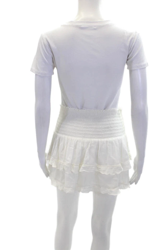 Etoile Isabel Marant Womens Cotton Stretch A-Line Mini Skirt White Size 34 - Image 3 of 4
