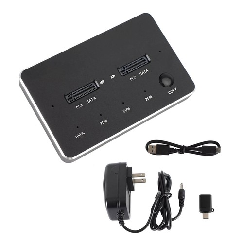 M.2 SATA+SATA Dual Bay SSD Docking Station Duplicator Tool Cloner Enclosure - Afbeelding 4 van 13