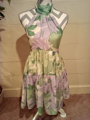 ASOS DESIGN Halter Tiered Voile Mini Dress With Tie Back Detail SIZE 4 |  eBay