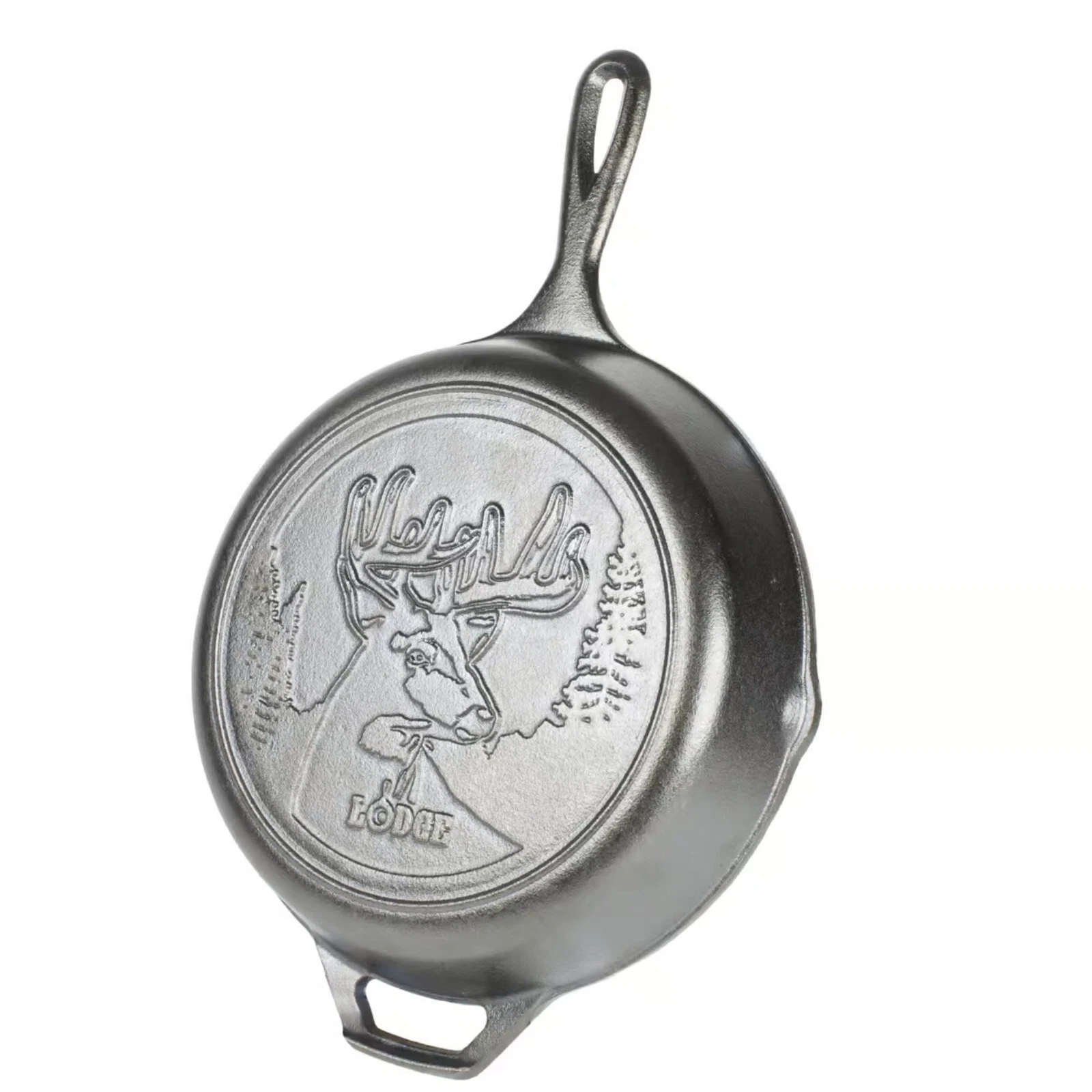 Lodge Wildlife Series-Whitetail Cast Iron Skillet Deer Scene Design 10.25"-Black