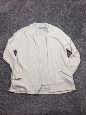 White Stag Sweater Cardigan Combo Woman Size 18W 20W Light Beige Ivory