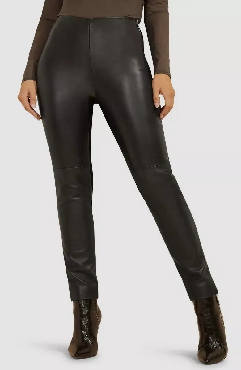 $230 Marciano by Guess Women's Black Leather High Waist Leggings Pants Size  US 4