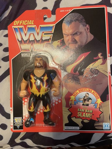 WWF Hasbro Red Card Bam Bam Bigelow good shape Moc...