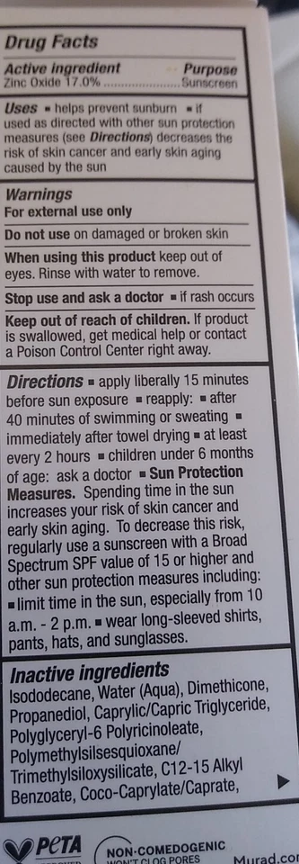 Murad Environmental Shield Correct & Protect SPF 45 унций срок годности 1/24 товар отличное состояние - Изображение 4 из 4