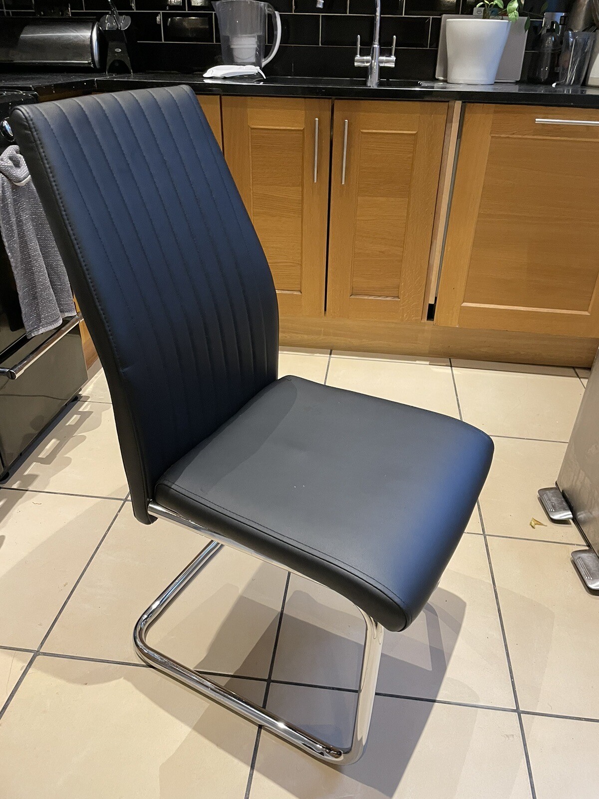 6 black faux leather dining chairs eBay