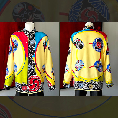 GIANNI VERSACE shirt silk Chinese Opera Masks print size 54 from S/S 1998