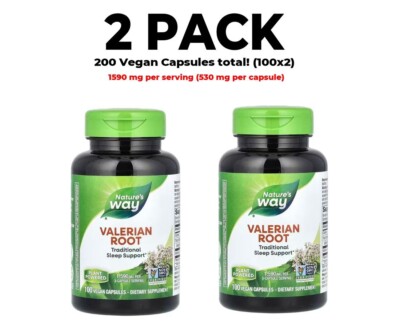 Nature's Way, Valerian Root, 2 PACK, 1,590 mg, 100 Vegan Capsules each
