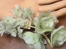 vintage 1940s silk chiffon flowers 6" made in Czechoslovakia 1 spray mint