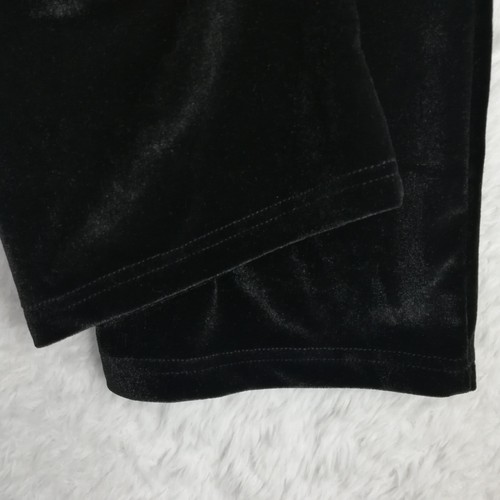 Girls Pants Wide Leg Velvet Velour Black Ruffle Pull On Stretch S 5/6 New - Picture 7 of 8