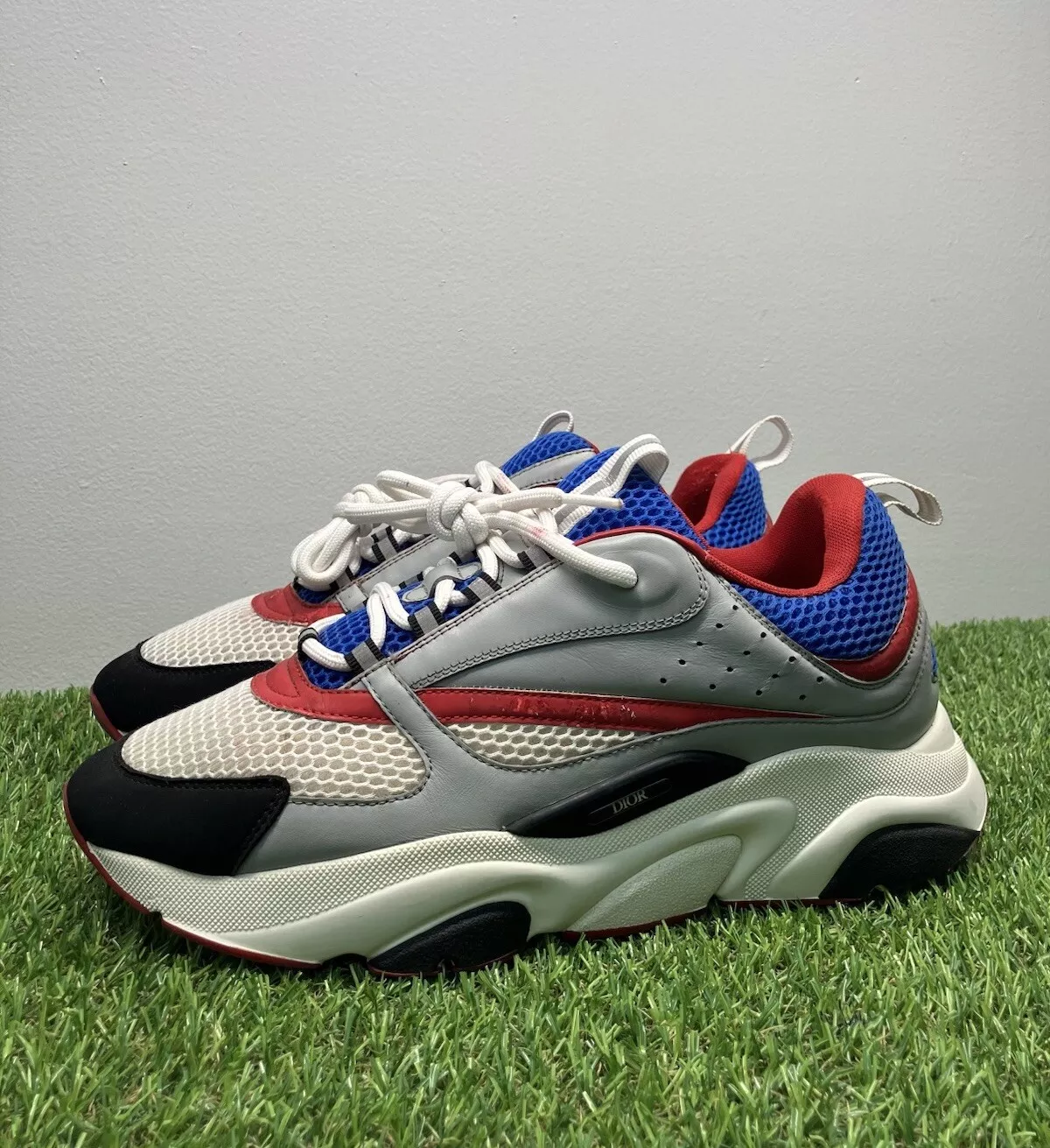 Taille 44 (US 11)   Baskets Dior B22 Gris, Rouge, Bleu   EXCELLENT ÉTAT !