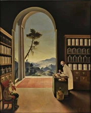 The Pharmacy – Franz Sedlacek 1928 Art Print – Surrealist Apothecary Interior