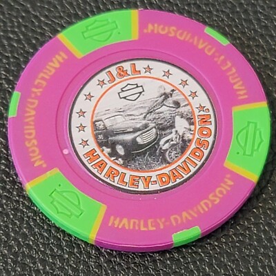 J&L HD ~ SOUTH DAKOTA (Neon Pink/Neon Green Full) Harley Davidson Poker Chip