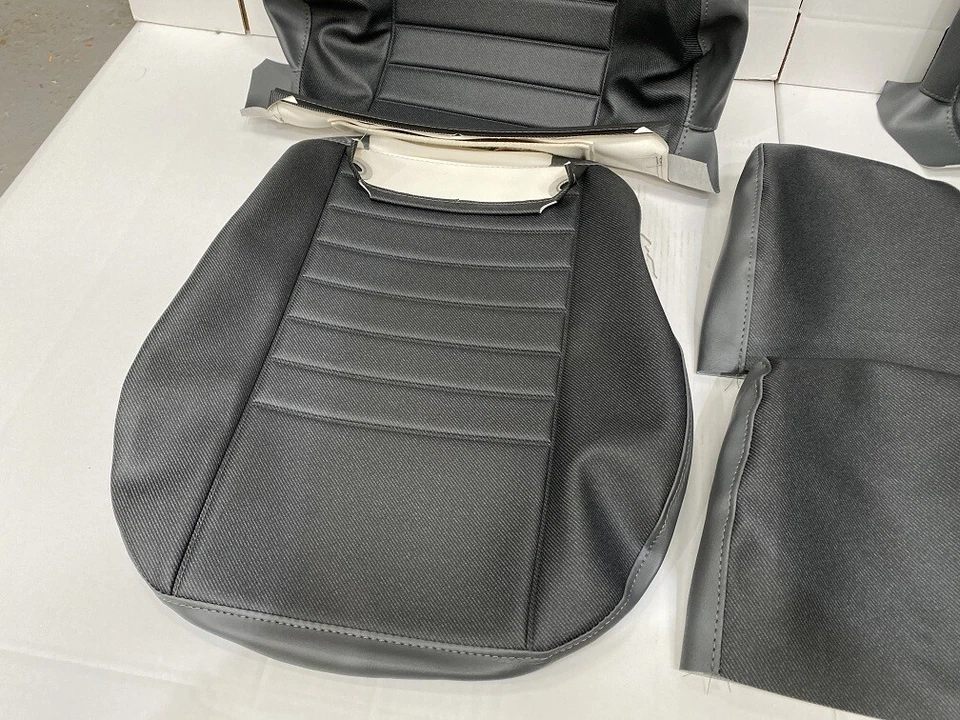 Комплект виниловых накладок из джинсовой ткани саржи серый подходит для передних сидений Land Rover Defender TD5 - Изображение 2 из 4