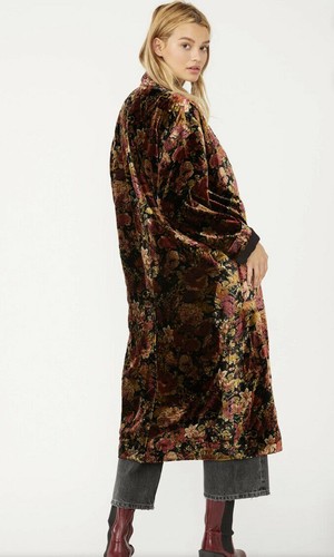 NWT FREE PEOPLE Simone Velvet Duster in Black Rose Combo Sz XS - Picture 6 of 7