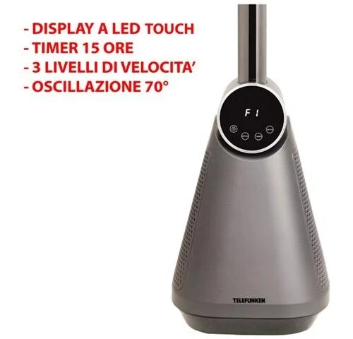 Telefunken Ventilatore a Torre senza Pale 3 Velocità Oscillante Argento M08393 - Immagine 3 di 3