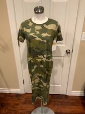 J. Crew Army Green Camouflage Short Sleeve Maxi Dress, Size XS