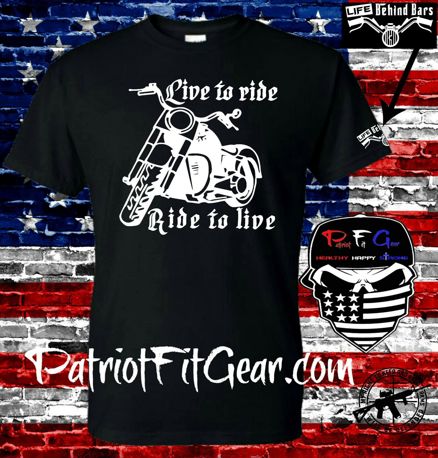 tshirt,Motorcycle,Live To Ride Ride to Live,Bikers Lives Matter,Life Behind Bars-image