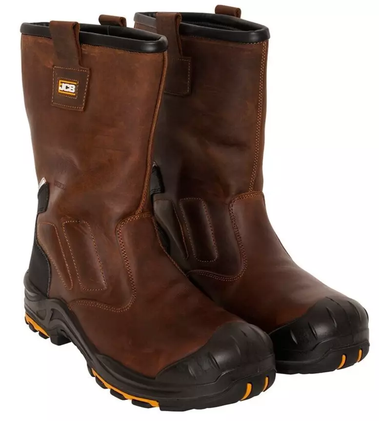 Mens JCB Waterproof Leather Safety Toe Cap Rigger Mid Calf Work Boots Shoes Size