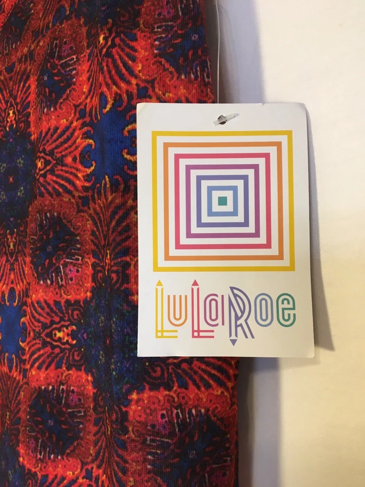 Falda LuLaRoe Cassie Talla Extra Pequeña XS (2-4) Roja Azul Elastizada Falda Lápiz Nueva de Lote Antiguo Foto 2 de 4