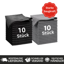10x Mikrofaser Trockentuch Schwarz Grau Reinigungstuch Küche Bad Auswaschbar