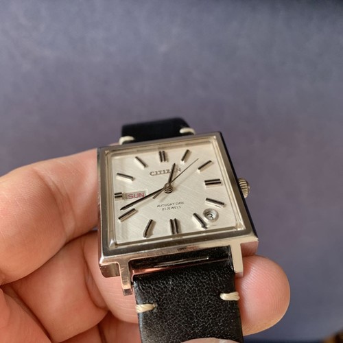 Citizen Analogico Automatico Uomo Ventage Auto Day Date Square Super Rara Monaco Coll - Foto 7 di 12