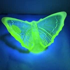 Fenton Butterfly Yellow Topaz Opalescent Uranium Vaseline Glass Glows