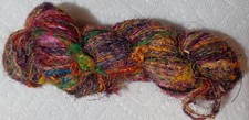 Recycled Sari Silk Yarn; 1 hank; about 100 gms; Multicolored; See photo