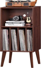 Record Player Stand, Walnut Turntable Stand Holds up to 160 Albums, Mid-Century
