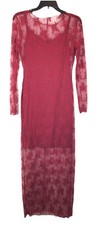 No Comment Women’s Dress Red Sexy Floral Sheer Tank Under Dress Size M New