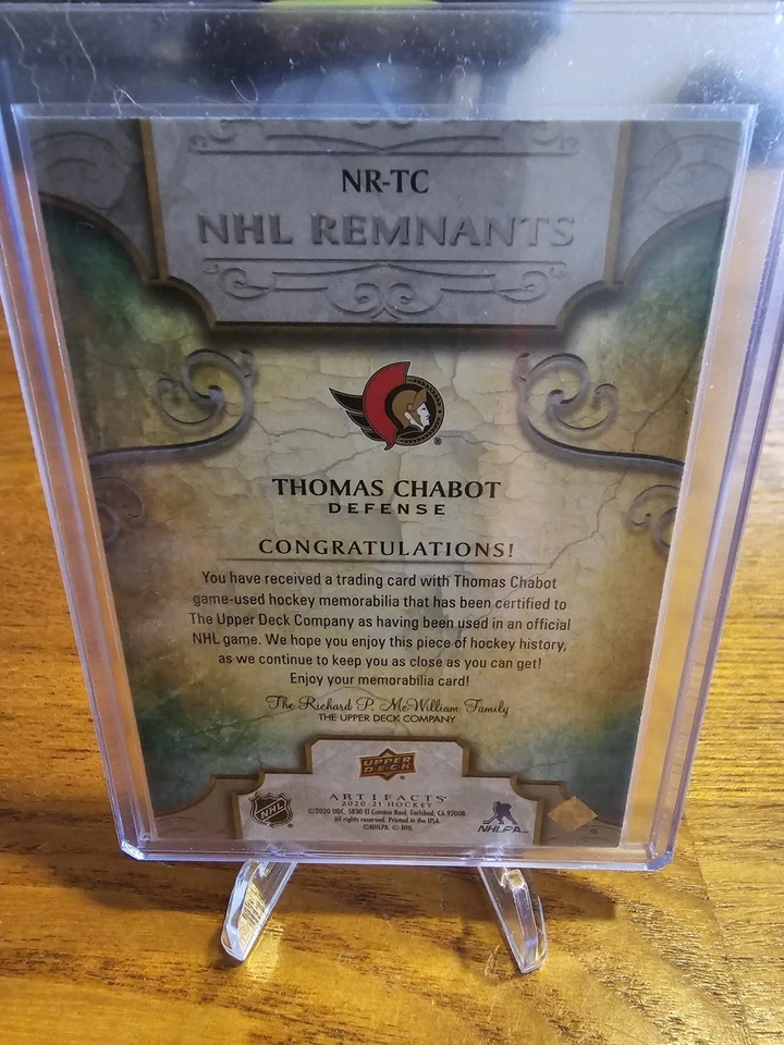 20-21 Artifacts Thomas Chabot NHL Remnants Patch - Image 2 of 2