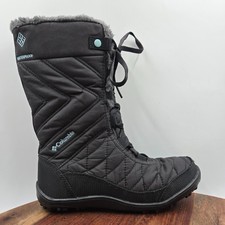 Columbia Minx III Boots Youth Girl 4 Black Quilted Waterproof Fleece Winter Snow